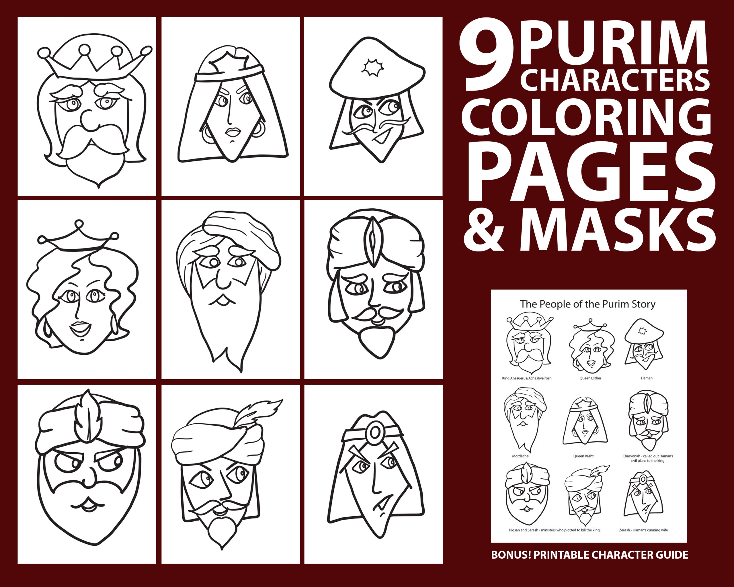 9 Color in PURIM Masks And Coloring Pages Shop Moms Crafters 9 Color in PURIM Masks And Coloring Pages Shop Moms Crafters