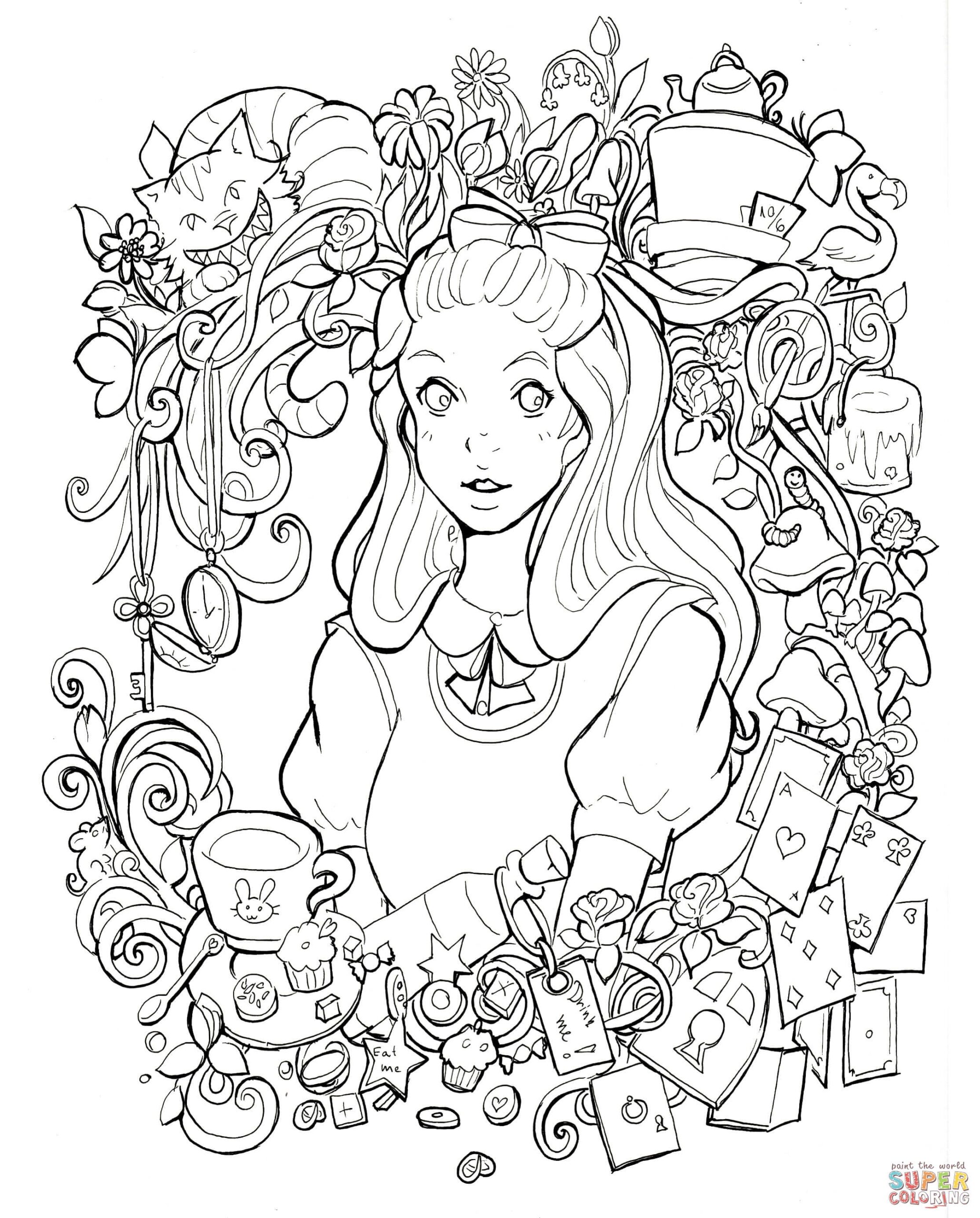 Alice In Wonderland Coloring Page Free Printable