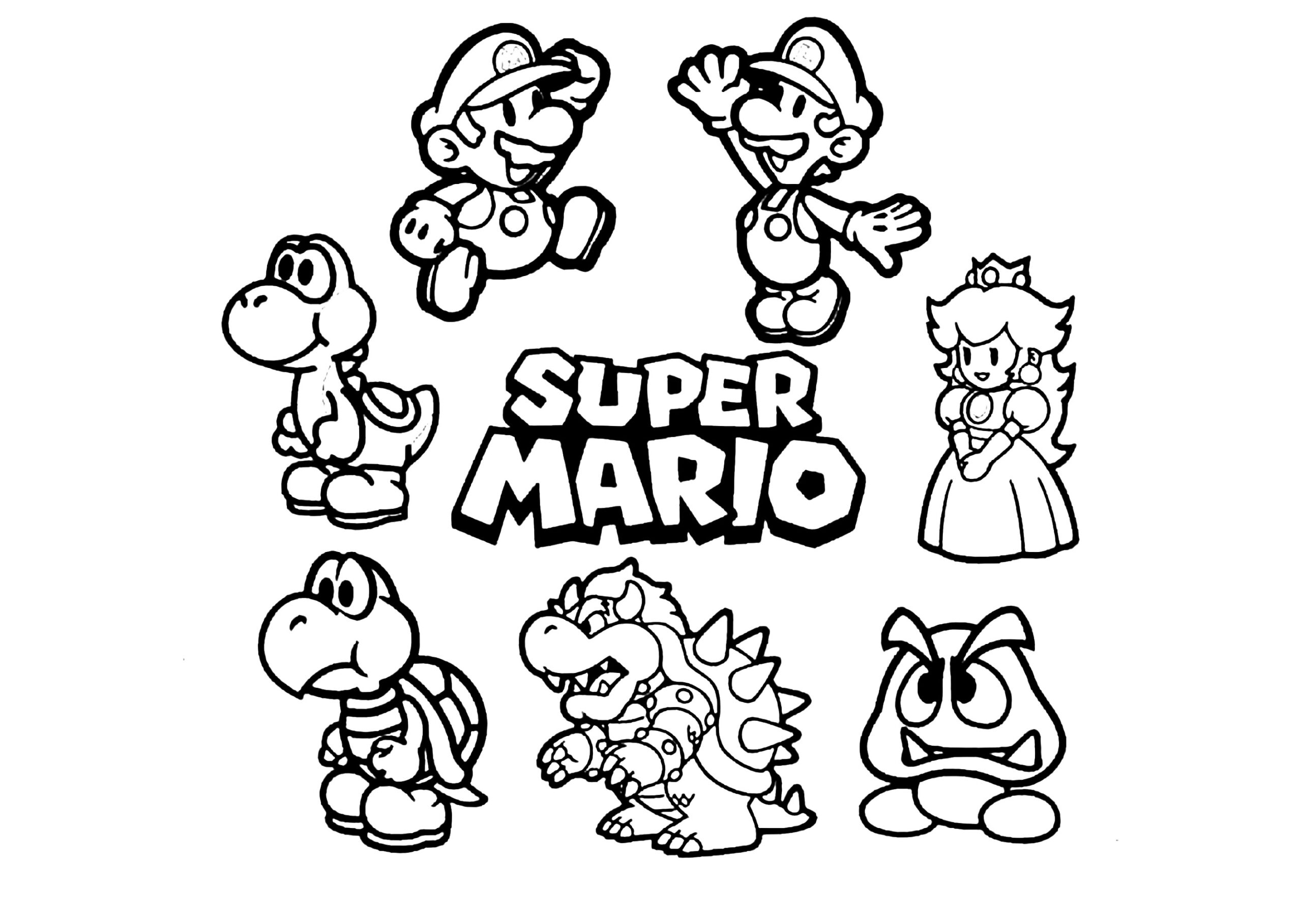 All The Main Super Mario Characters Super Mario Bros Coloring Pages