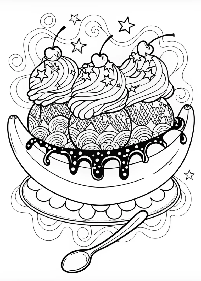 Banana Split Ice Cream Coloring Page Free Printable Banana Split Ice Cream Coloring Page Free Printable