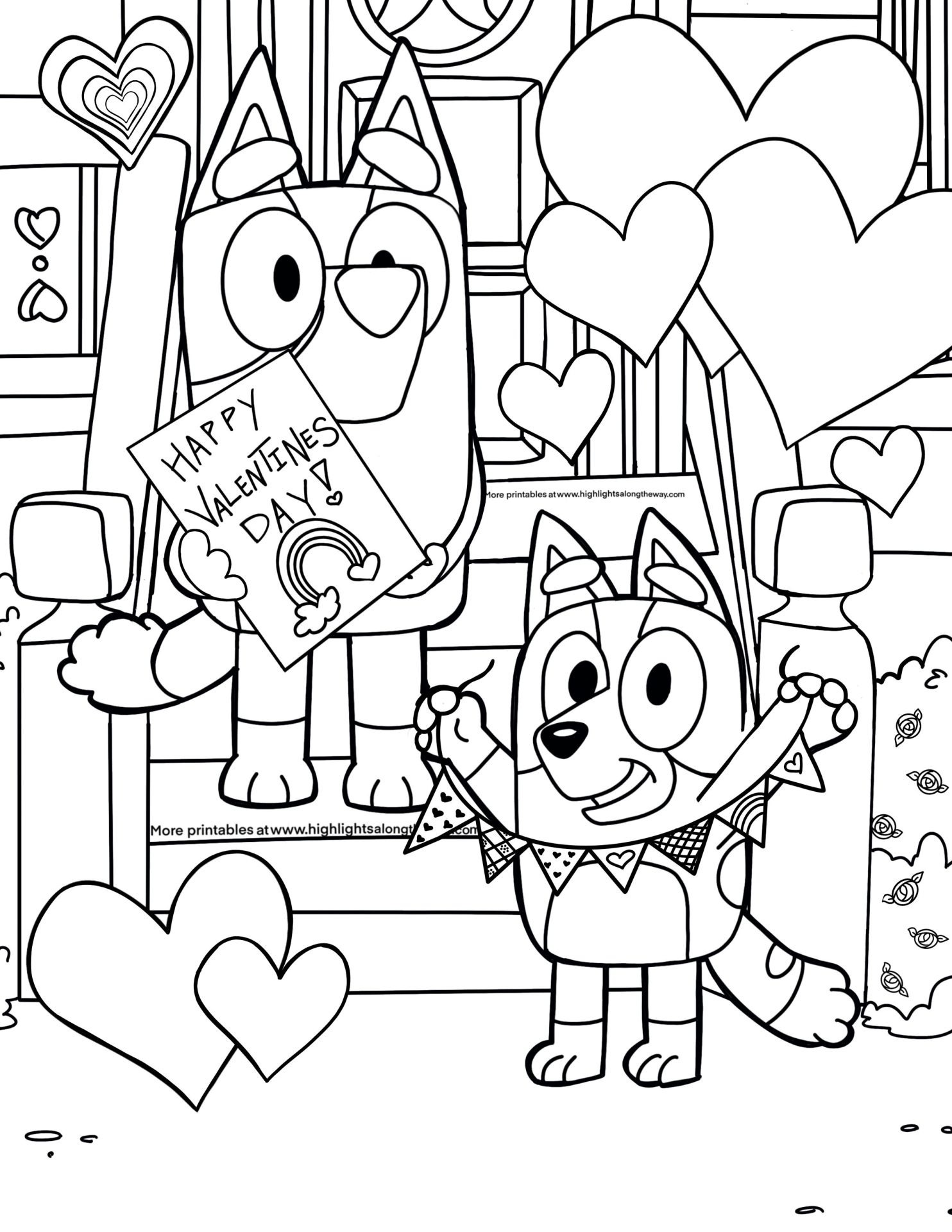 Bluey Valentines Day Coloring Page Bluey Coloring Printables