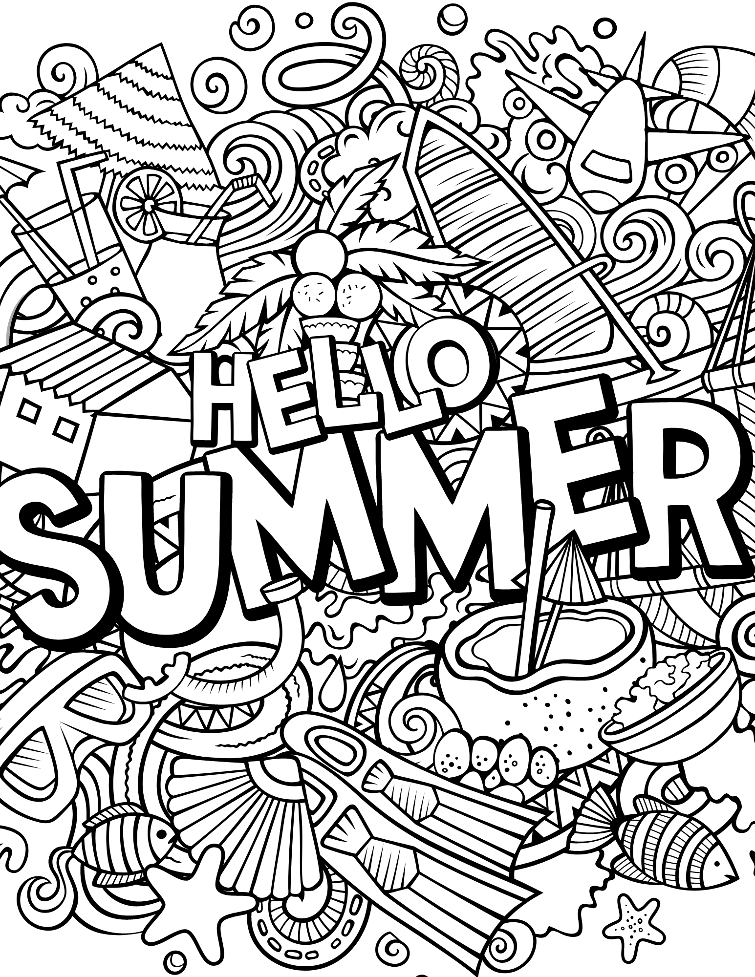 printable coloring pages for summer printable coloring pages for summer