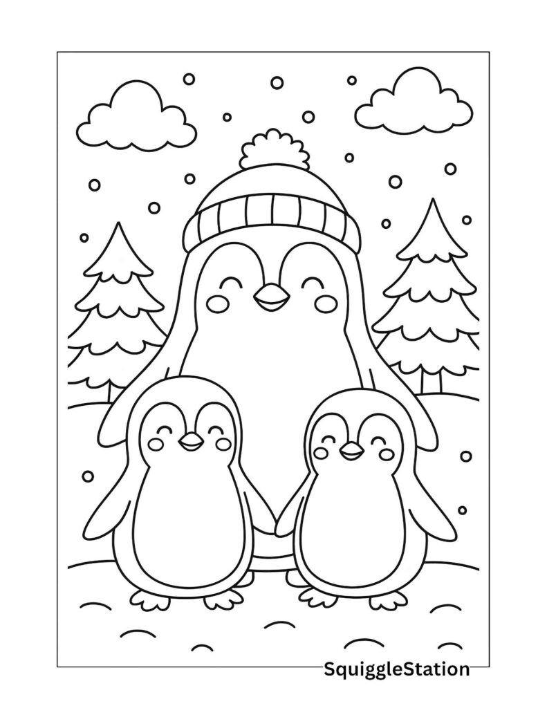 Christmas Penguin Coloring Pages Free Printable PDFs Squigglestation