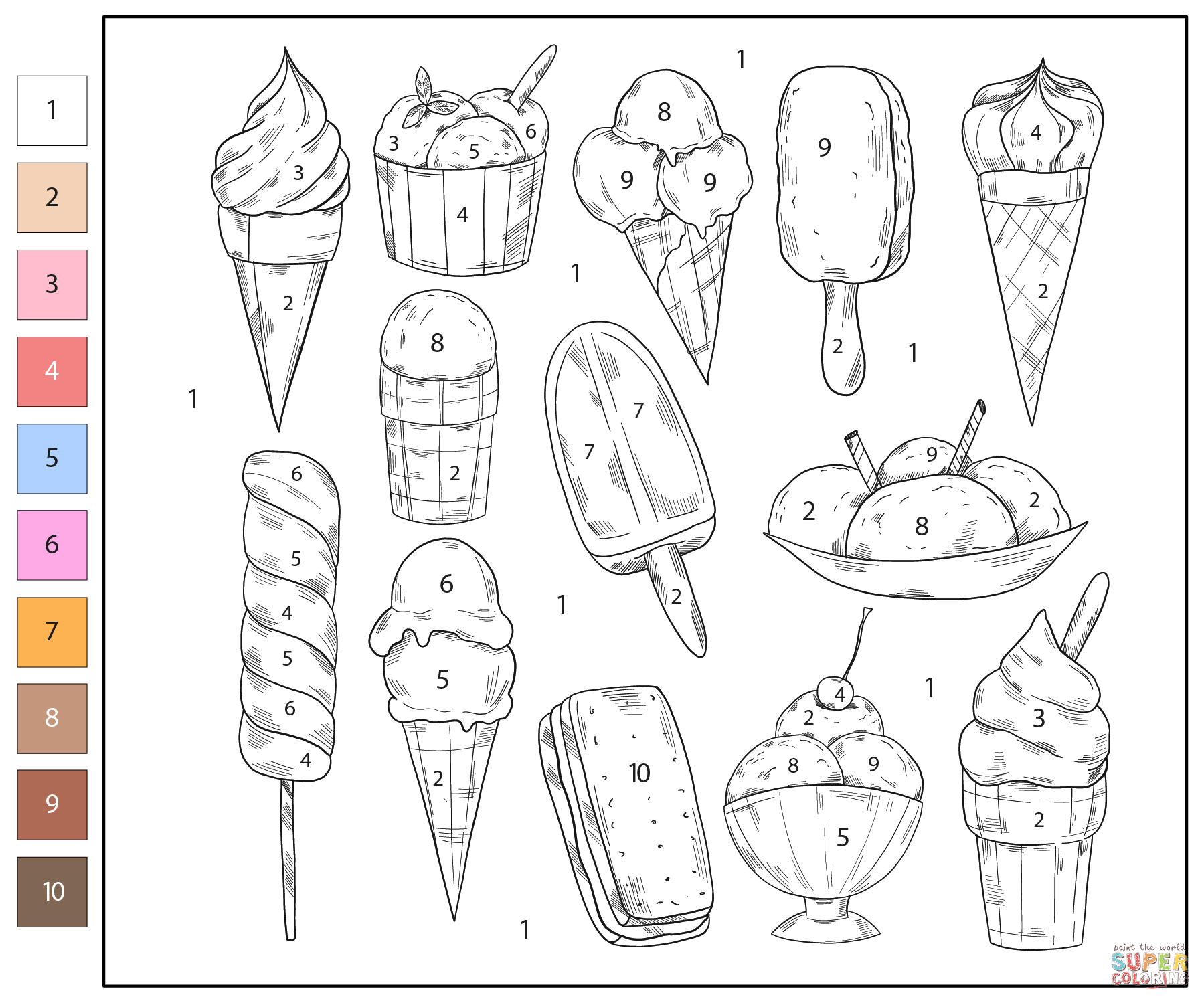 Color By Number Ice Cream Coloring Page Free Printable Color By Number Ice Cream Coloring Page Free Printable