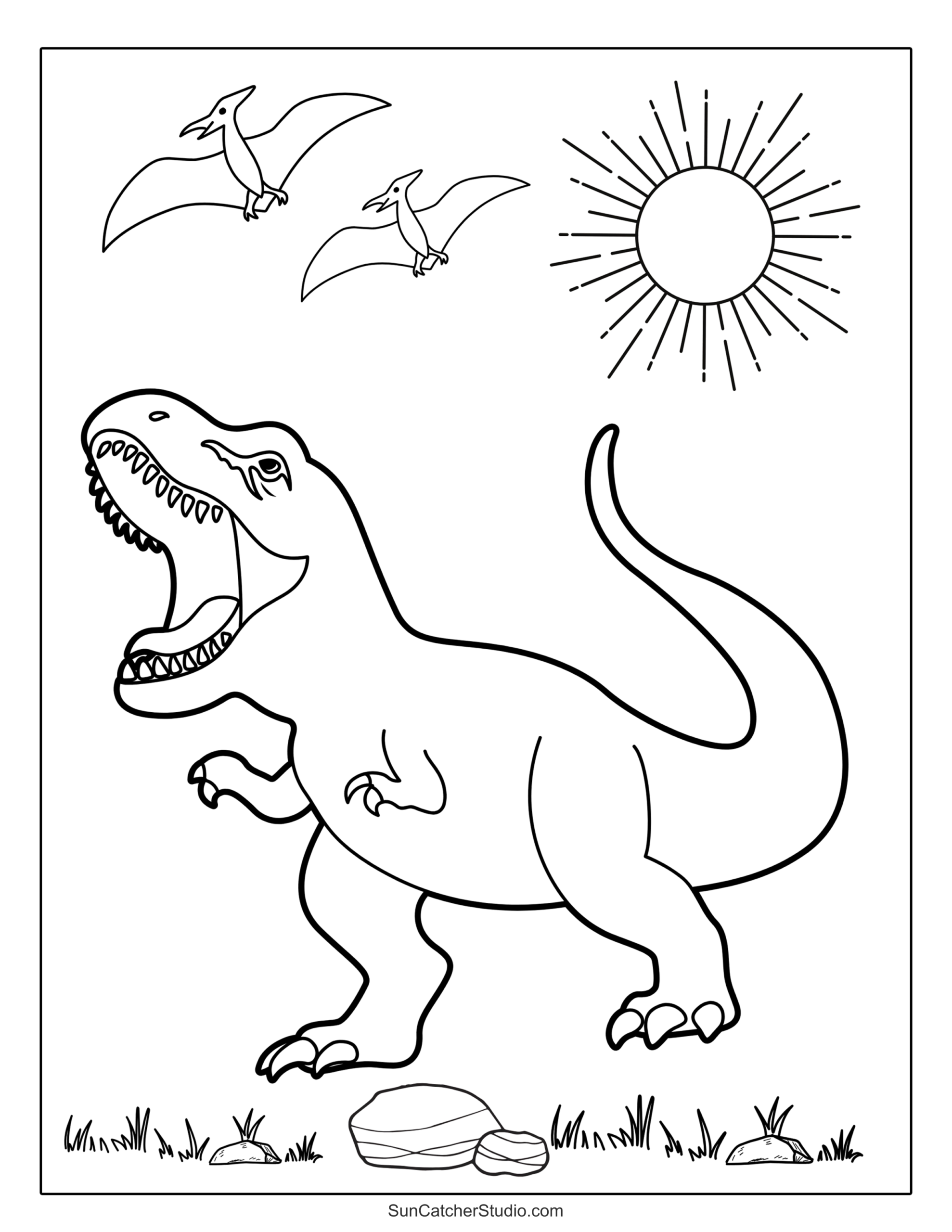 Dinosaur Coloring Pages And Coloring Sheets Free Printables Lettering SVG Files Tools Apps