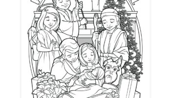 Family Nativity Coloring Page Printable Christmas Coloring Page