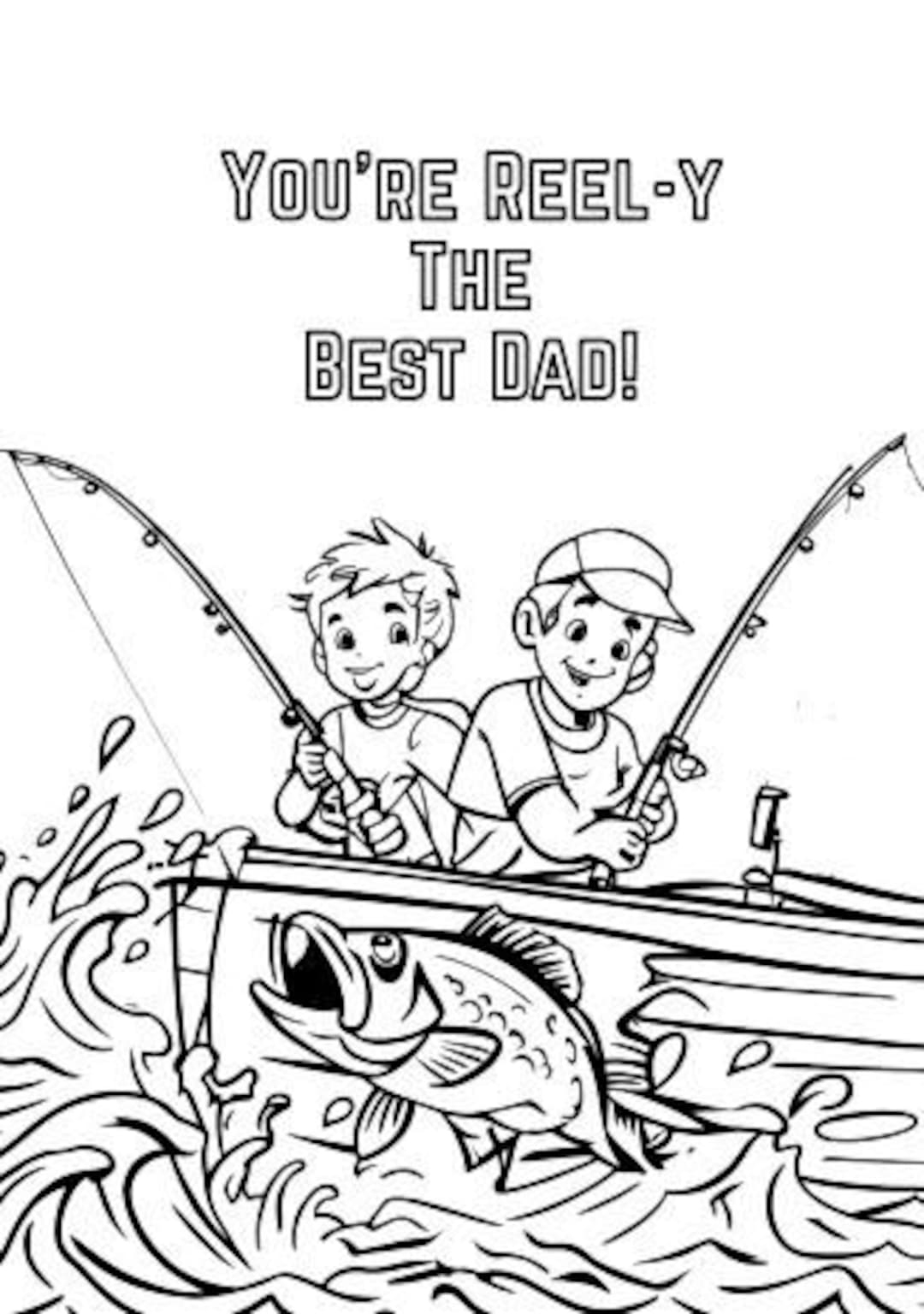 Father s Day Fishing Coloring Page For Kids printable PDF Etsy Father s Day Fishing Coloring Page For Kids printable PDF Etsy