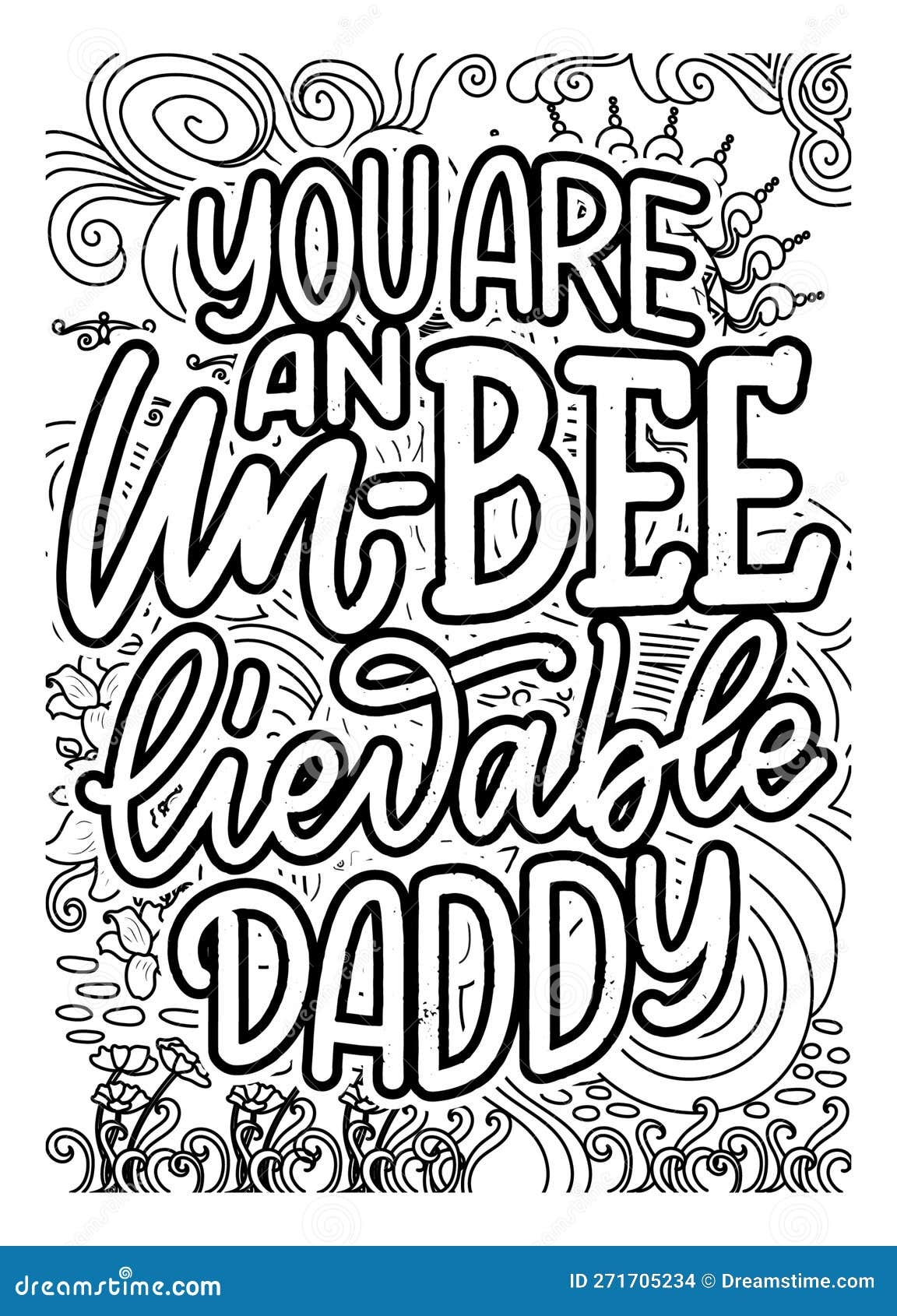 Father s Day Quote Coloring Pages For Adults Dad Coloring Page Design Stock Illustration Illustration Of Basic Easy 271705234