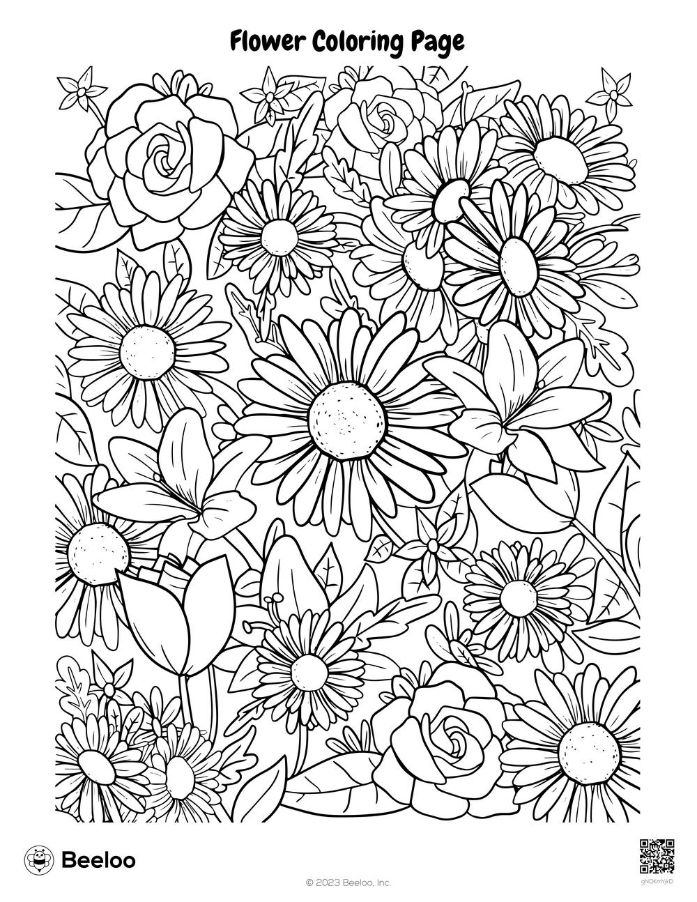 flower color pages printable flower color pages printable
