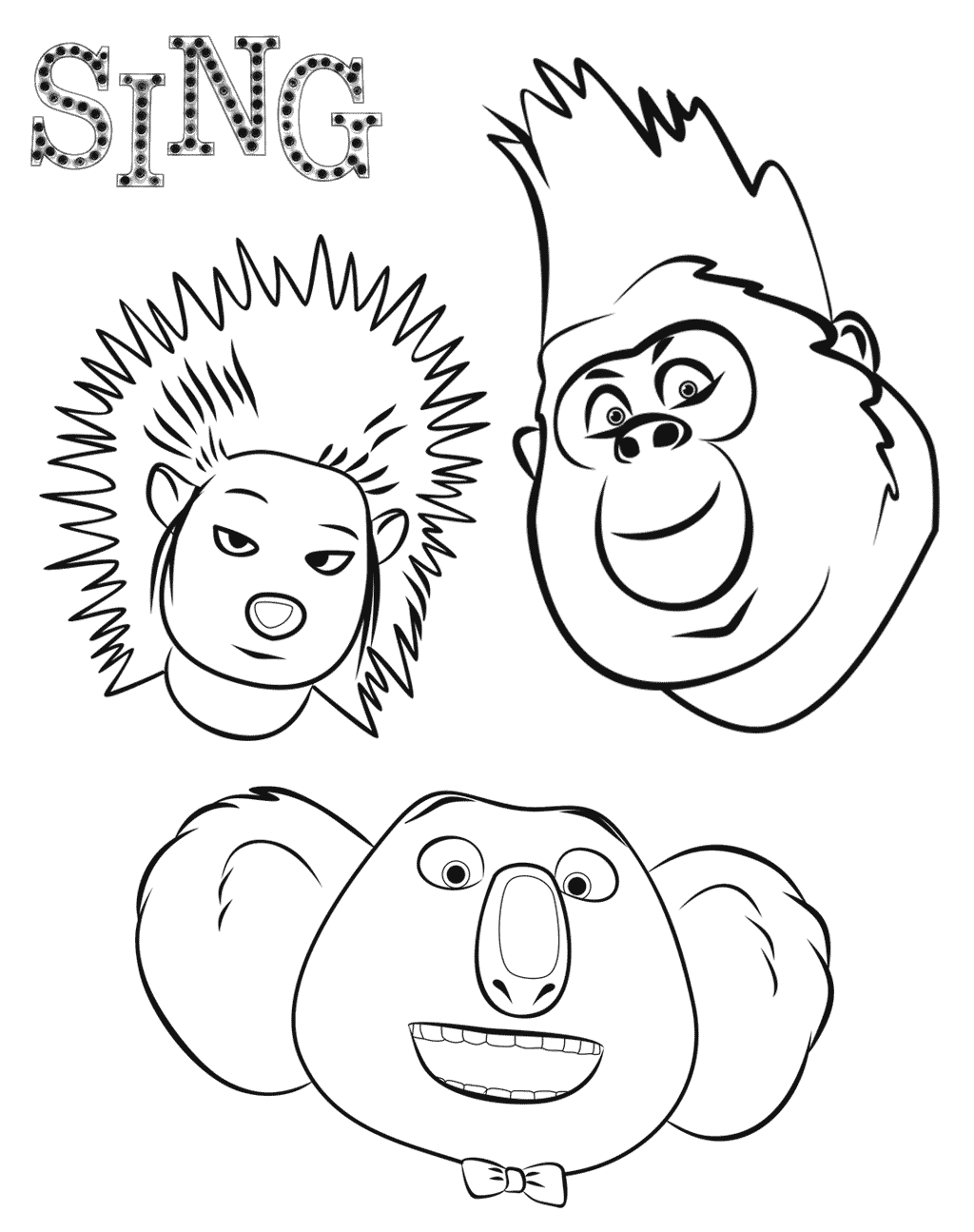 Free Downloadable Drawing Of Tous En Sc ne To Color Sing Coloring Pages