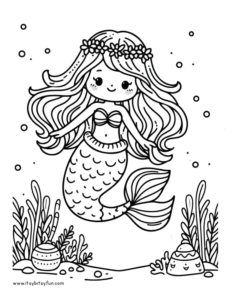 Free Printable Mermaid Coloring Pages For Kids Itsy Bitsy Fun