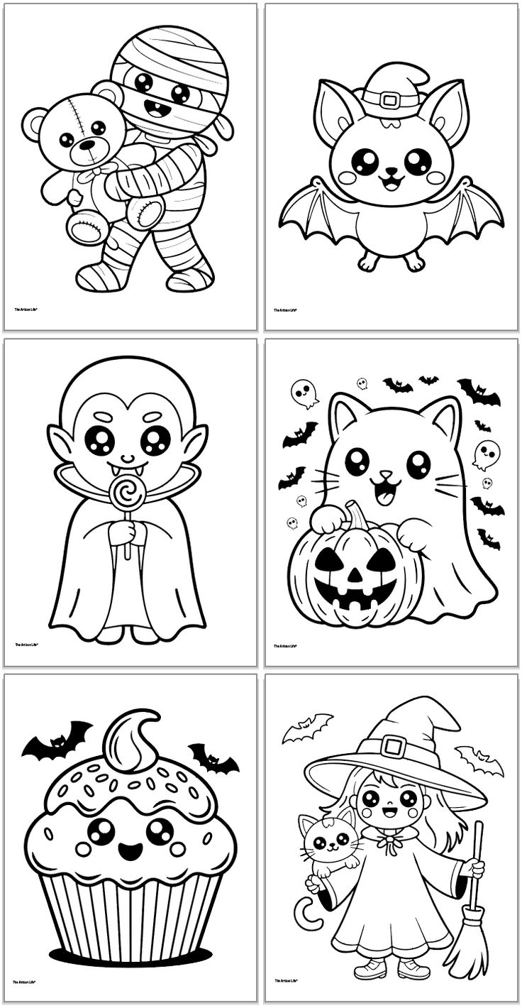 Free Printable Spooky Cute Halloween Coloring Pages Free Printable Spooky Cute Halloween Coloring Pages