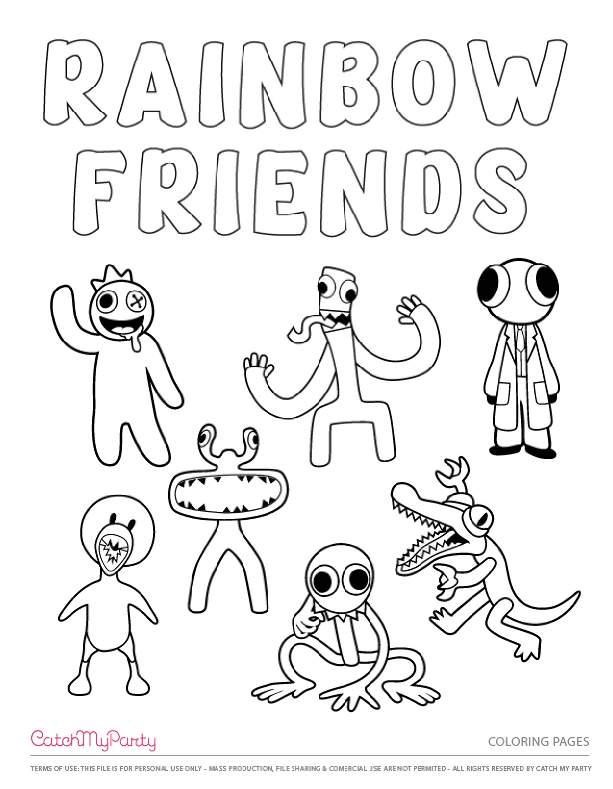 rainbow friends characters coloring pages rainbow friends characters coloring pages
