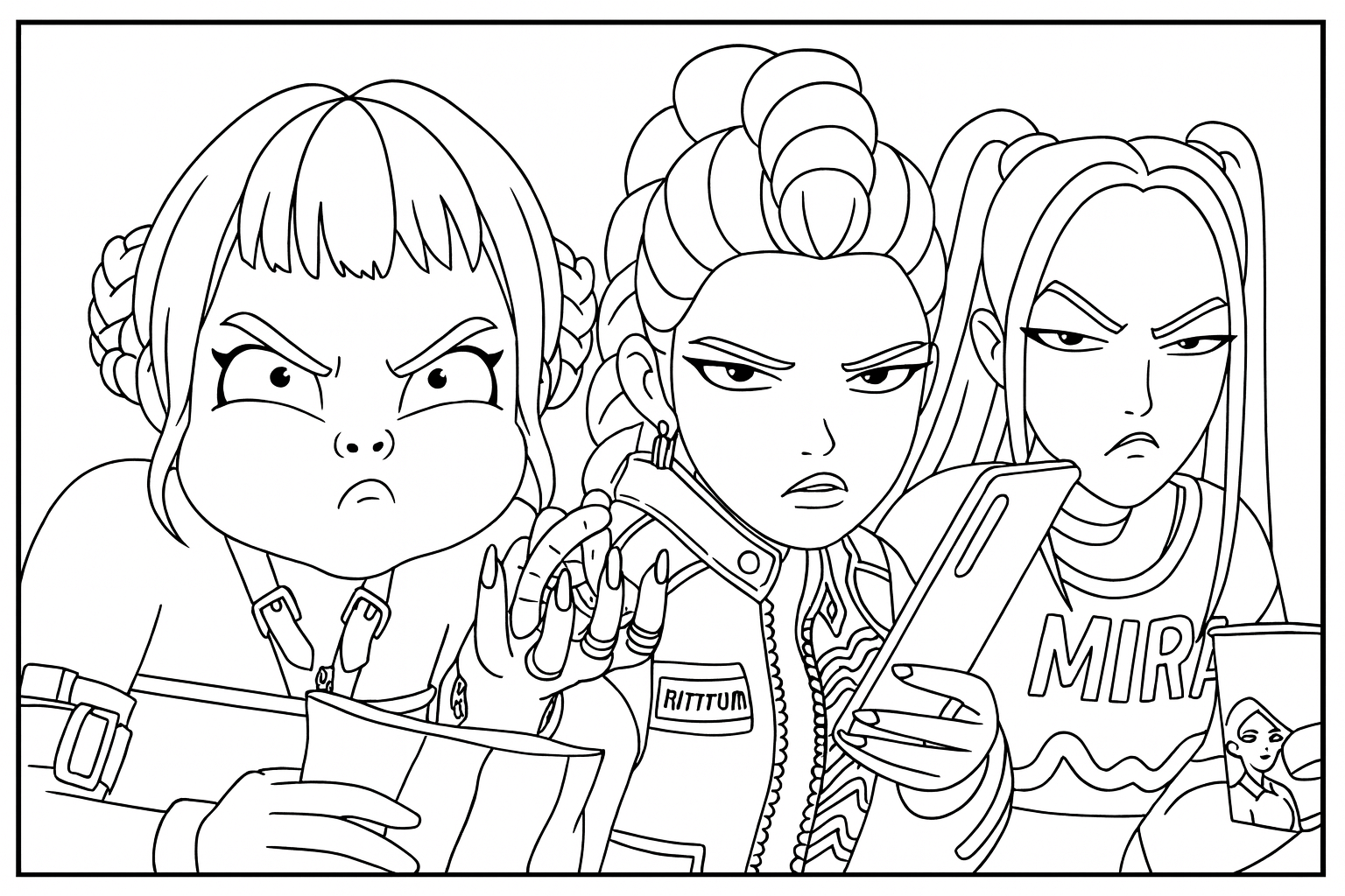 Free Rumi Mira Zoey Snack Time Coloring Pages KPop Demon Hunters Printable Free Rumi Mira Zoey Snack Time Coloring Pages KPop Demon Hunters Printable
