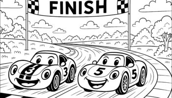 Fun Race Between Smiling Cars Car Coloring Pages For Kids