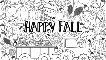 GIANT Fall Coloring Page digital Download Etsy