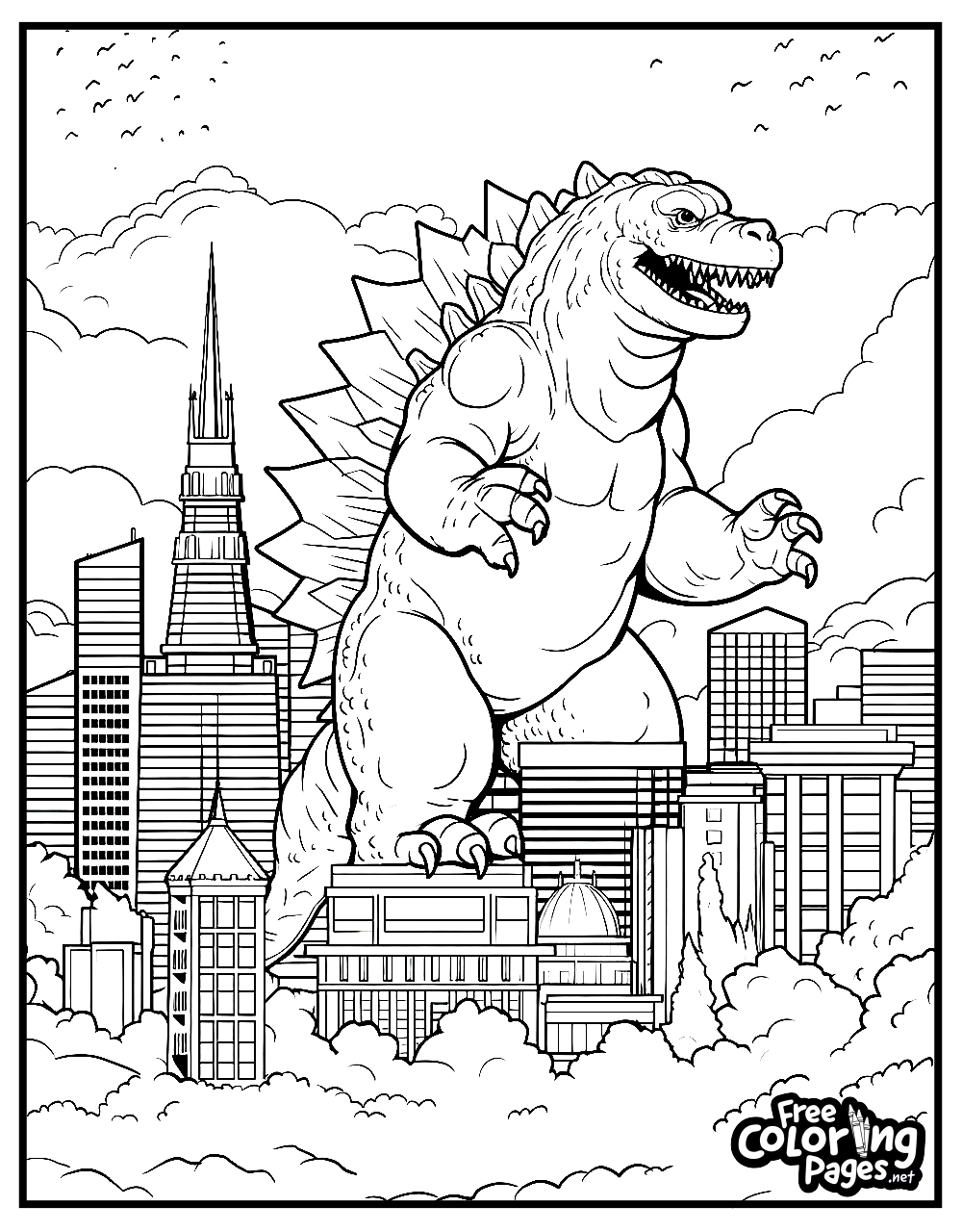printable realistic godzilla coloring pages