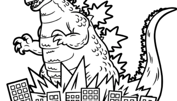 Godzilla Destroys City Coloring Page Easy Drawing Guides