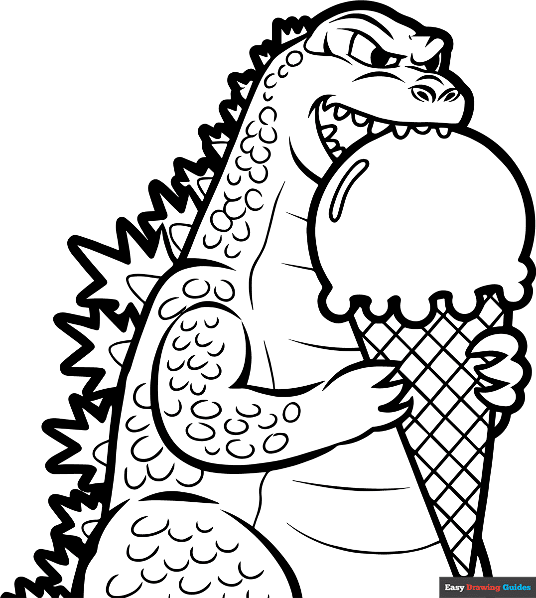 Godzilla Eating Ice Cream Coloring Page Easy Drawing Guides Godzilla Eating Ice Cream Coloring Page Easy Drawing Guides
