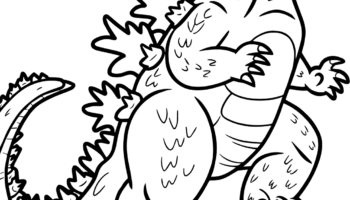 Godzilla Stomping Cars Coloring Page Easy Drawing Guides