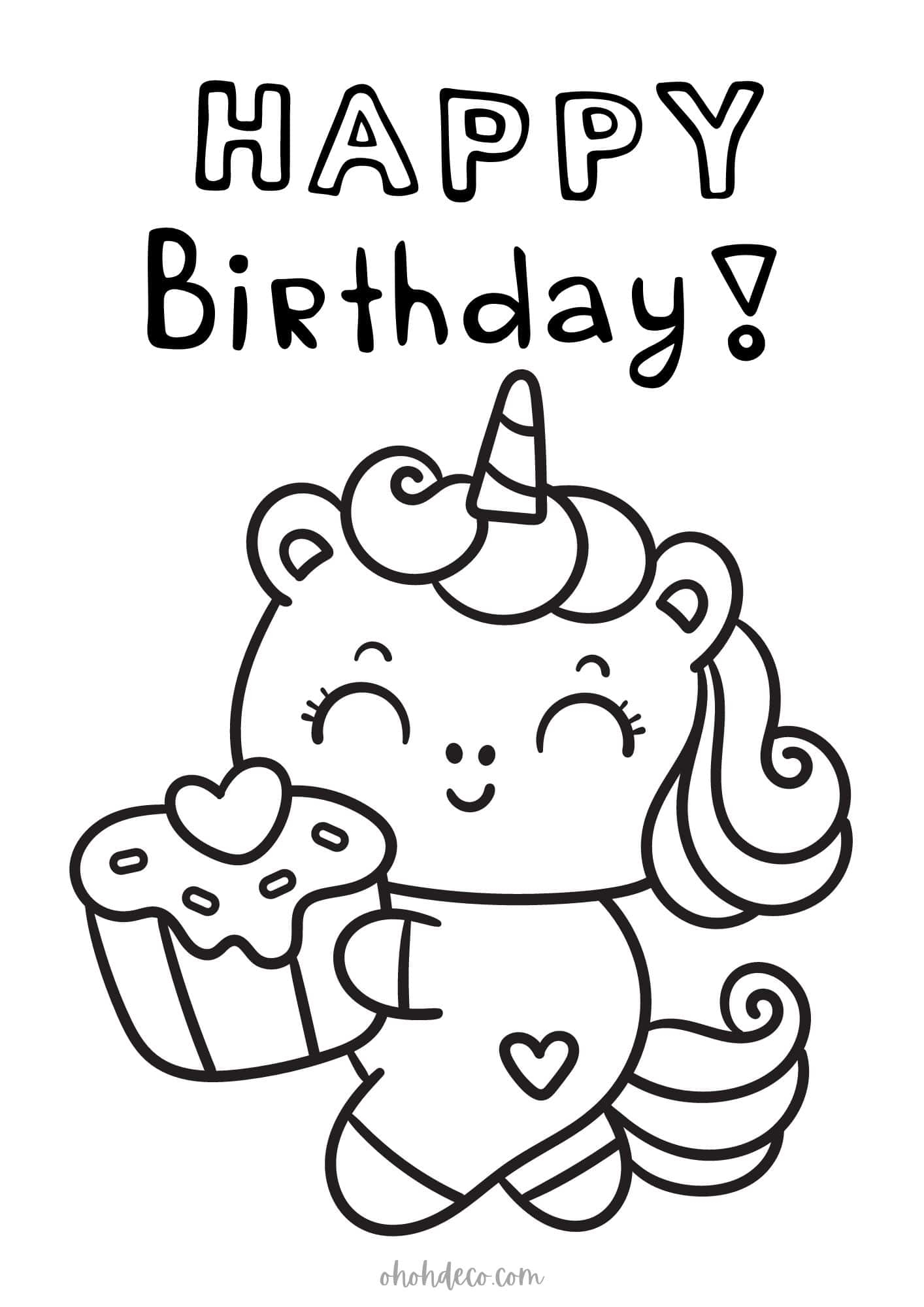free printable happy birthday coloring pages