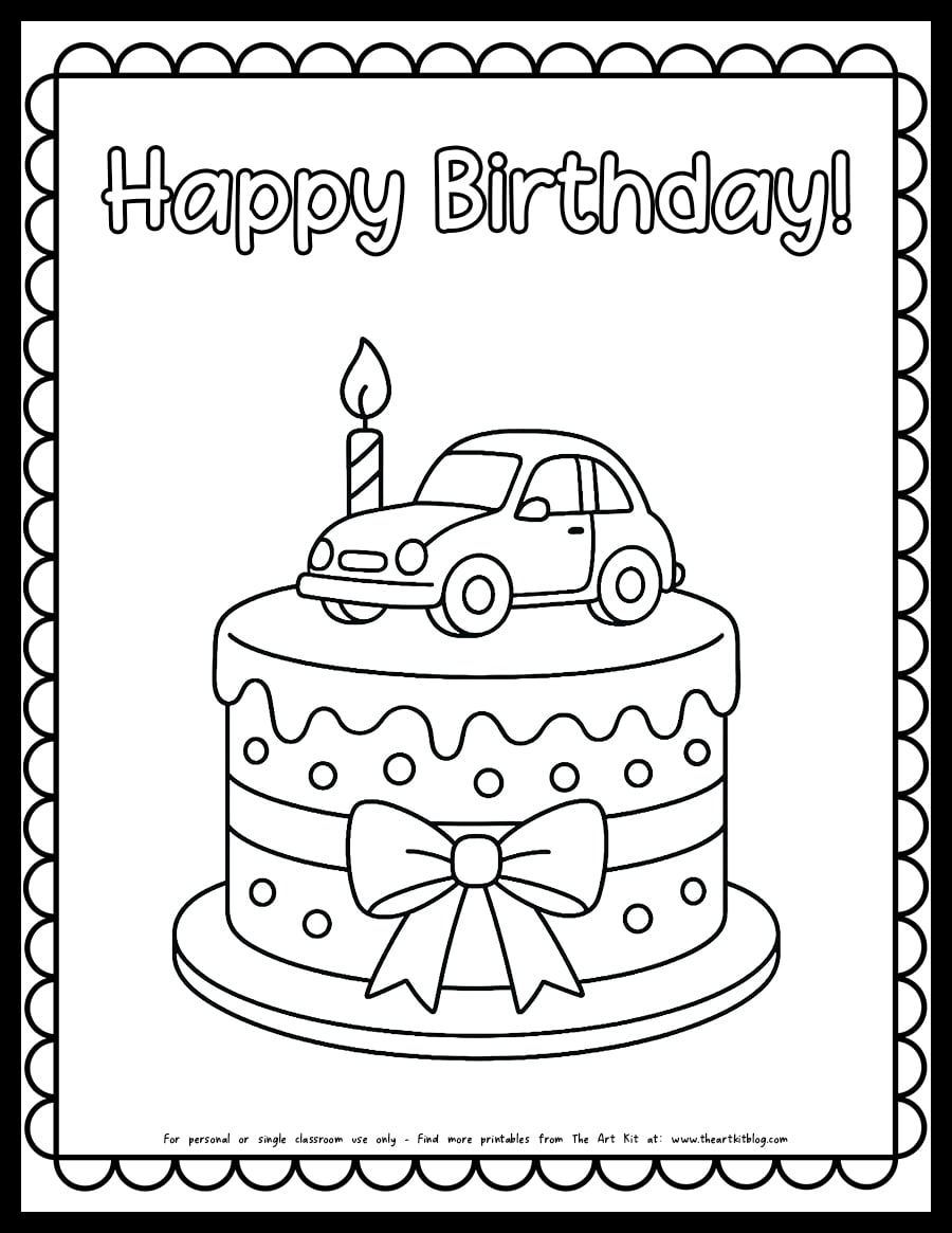 happy birthday coloring page printable