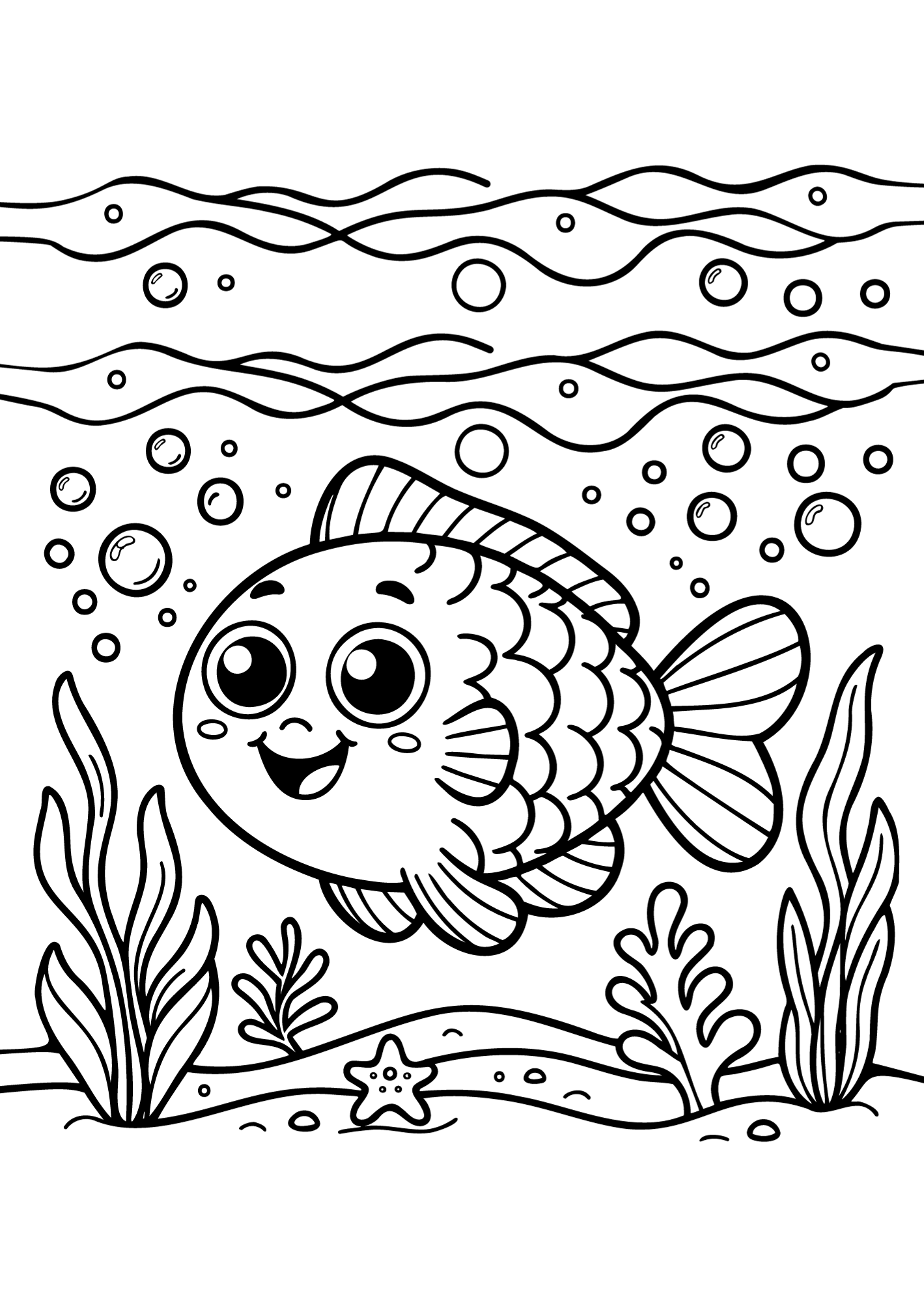 Happy Fish Free Coloring Page Happy Fish Free Coloring Page