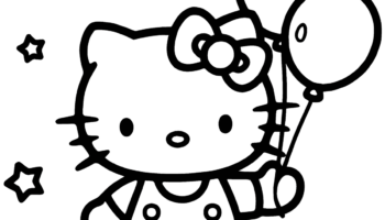Hello Kitty With Balloons Coloring Page Easy Drawing Guides