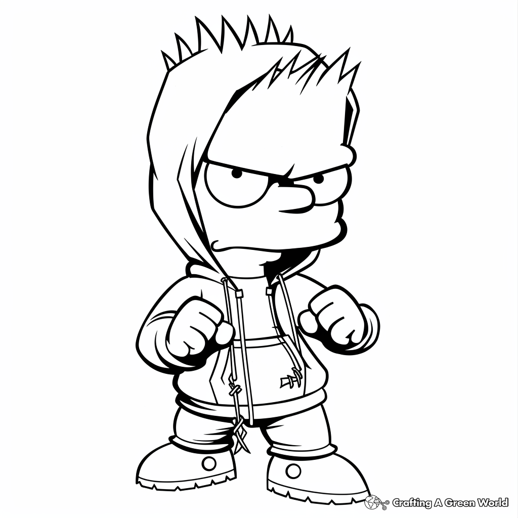 Hood Bart Simpson Coloring Pages Free Printable 