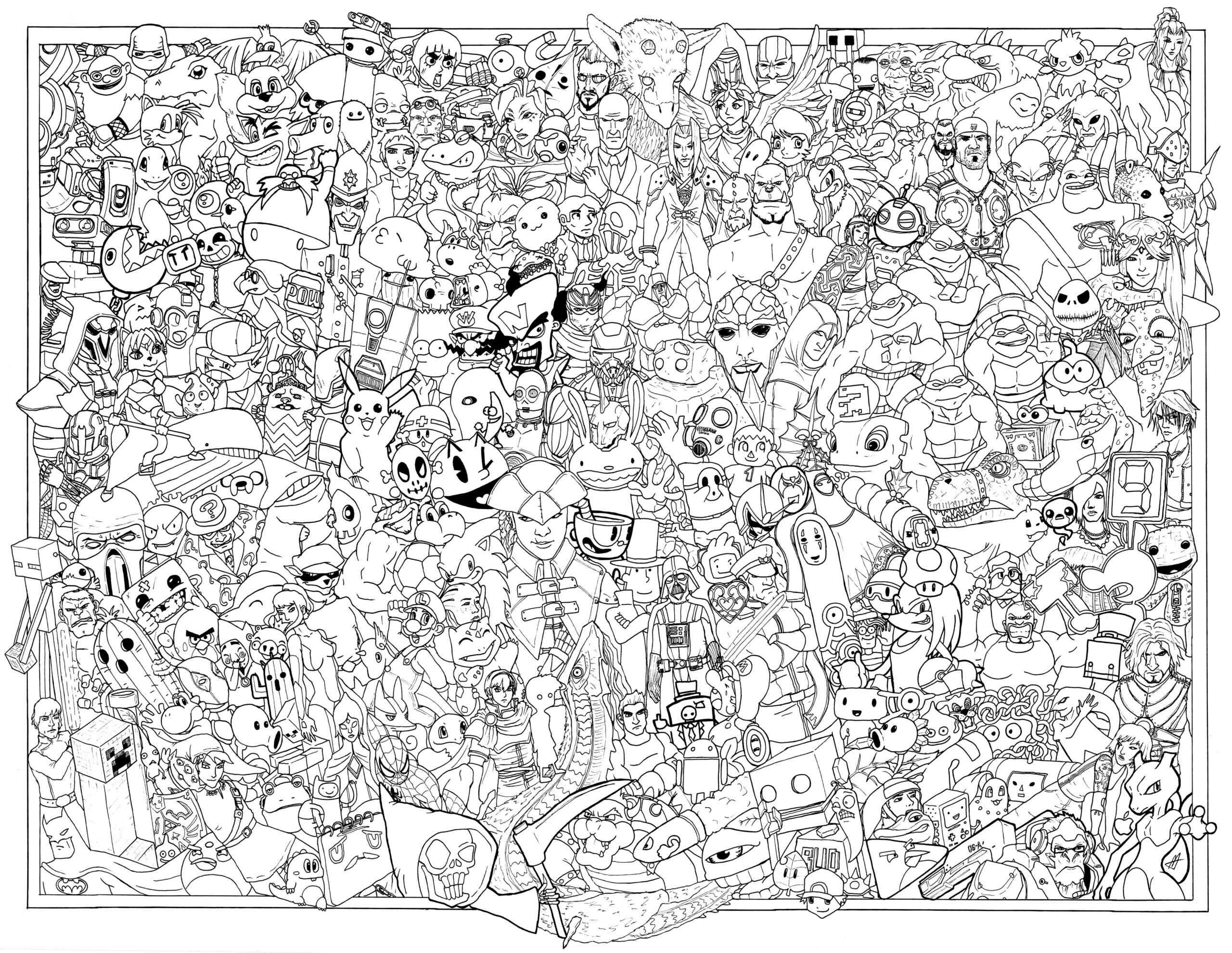 video game character coloring pages