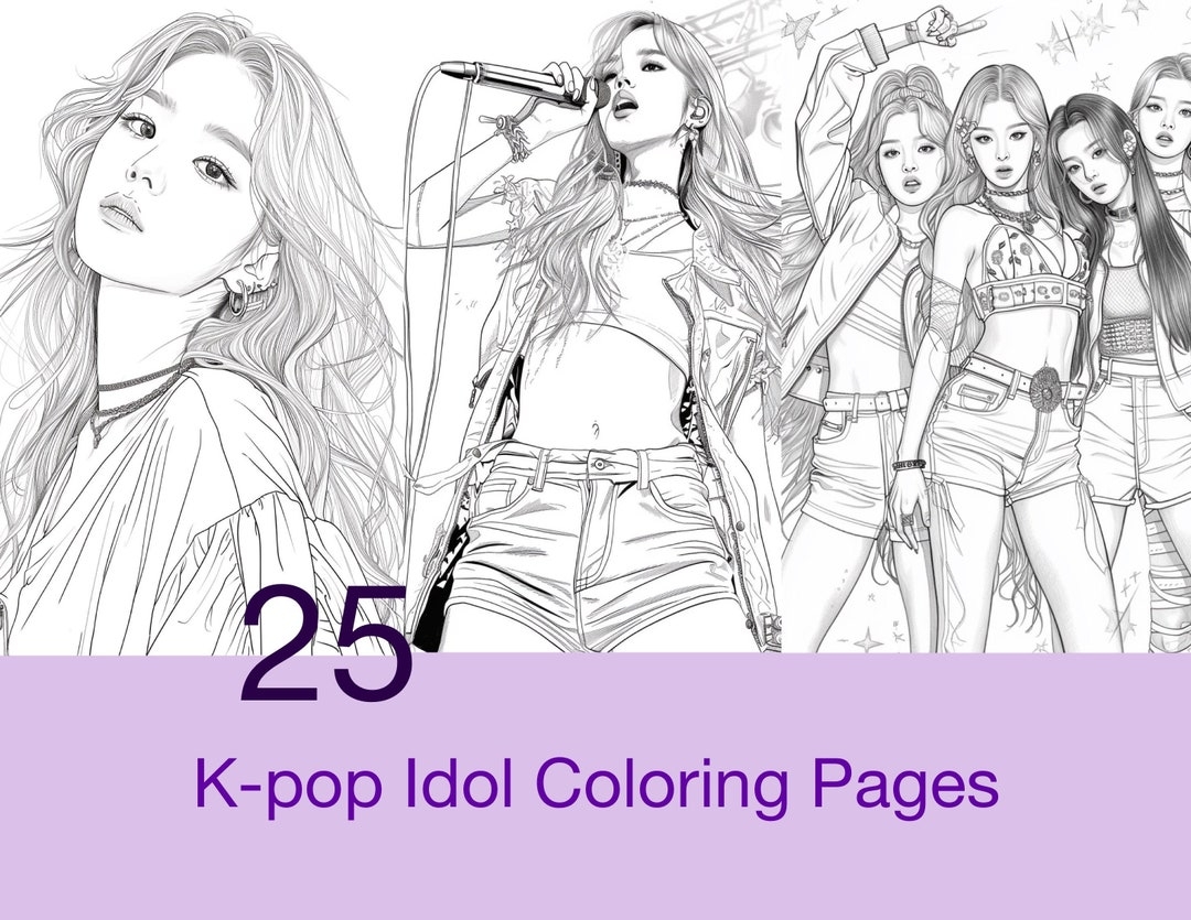 K pop Girl Group Idol Coloring Pages Etsy K pop Girl Group Idol Coloring Pages Etsy