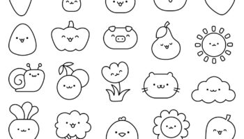 Kawaii Cartoon Farm Characters Coloring Page Royalty Free Vector VectorStock