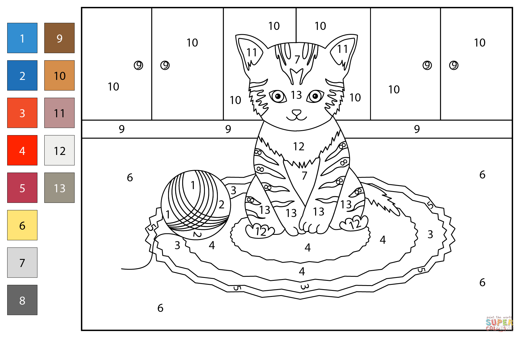 Kitten Color By Number Coloring Page Free Printable Kitten Color By Number Coloring Page Free Printable