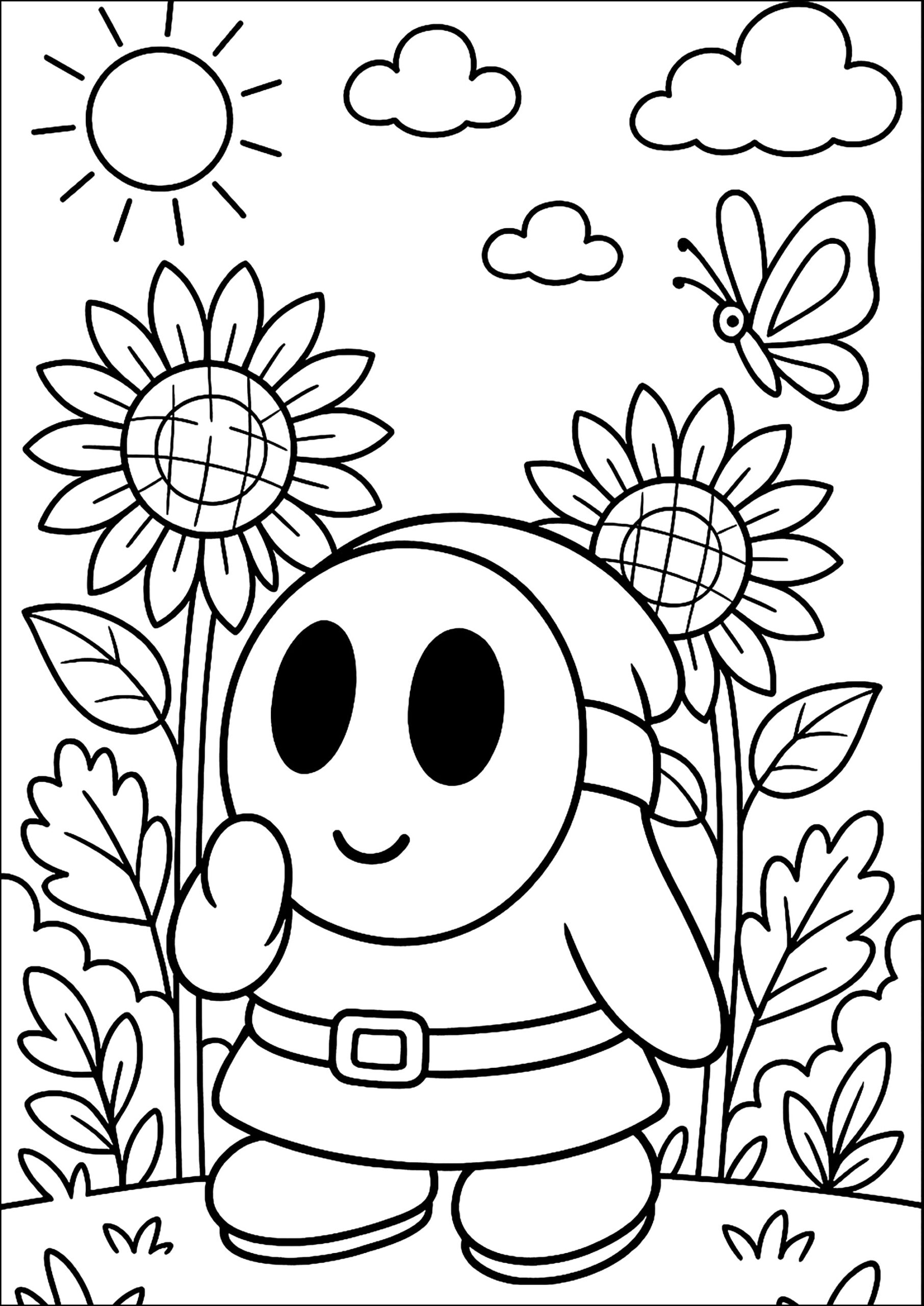 Little Figure Among The Flowers Shy Guy Coloring Pages Little Figure Among The Flowers Shy Guy Coloring Pages