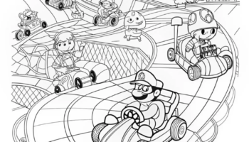 Mario On A Go Kart Adventure Coloring Page Free Printable