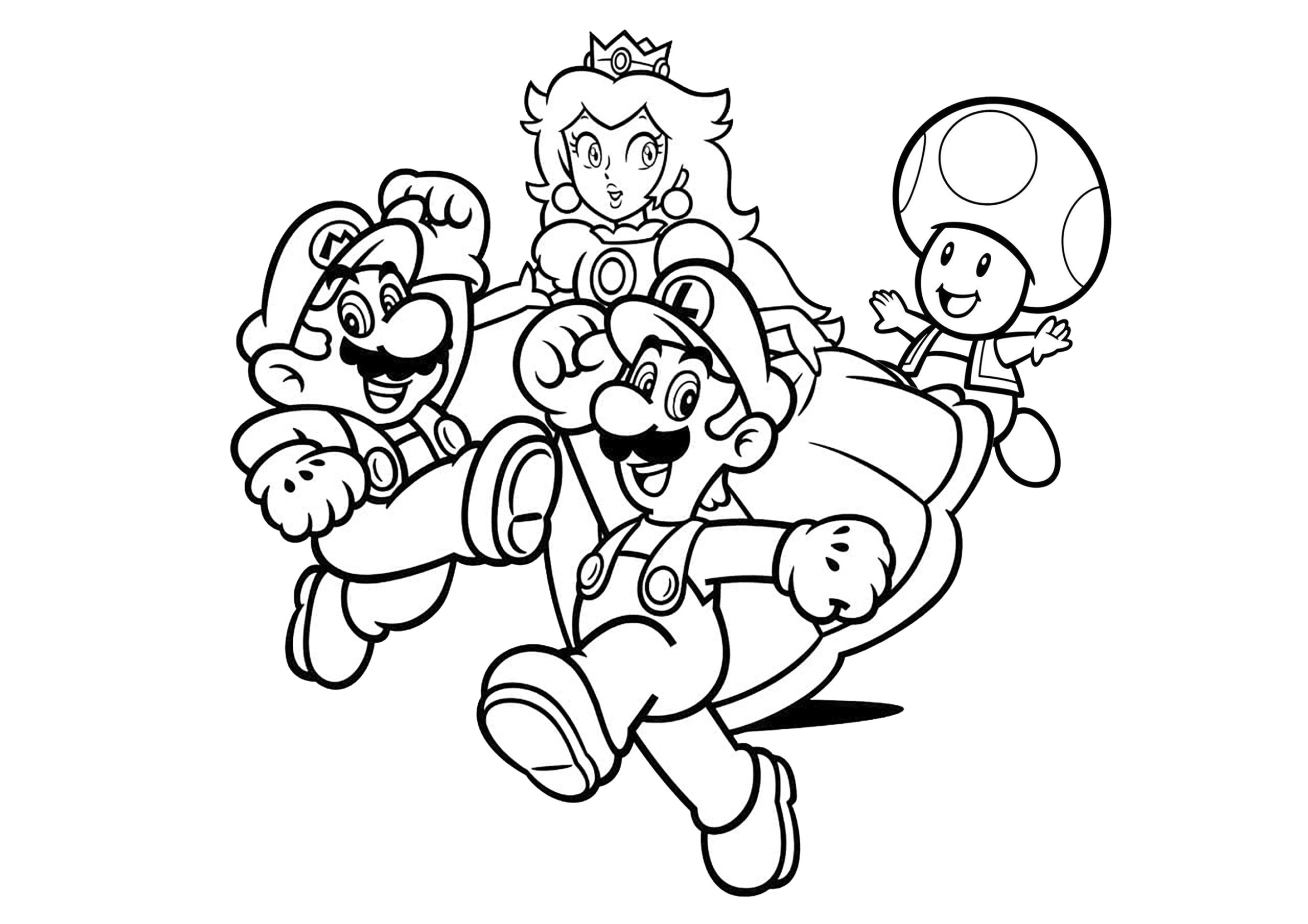 Mario With Luigi Princess Peach And Her Friend Toad Super Mario Bros Coloring Pages Mario With Luigi Princess Peach And Her Friend Toad Super Mario Bros Coloring Pages