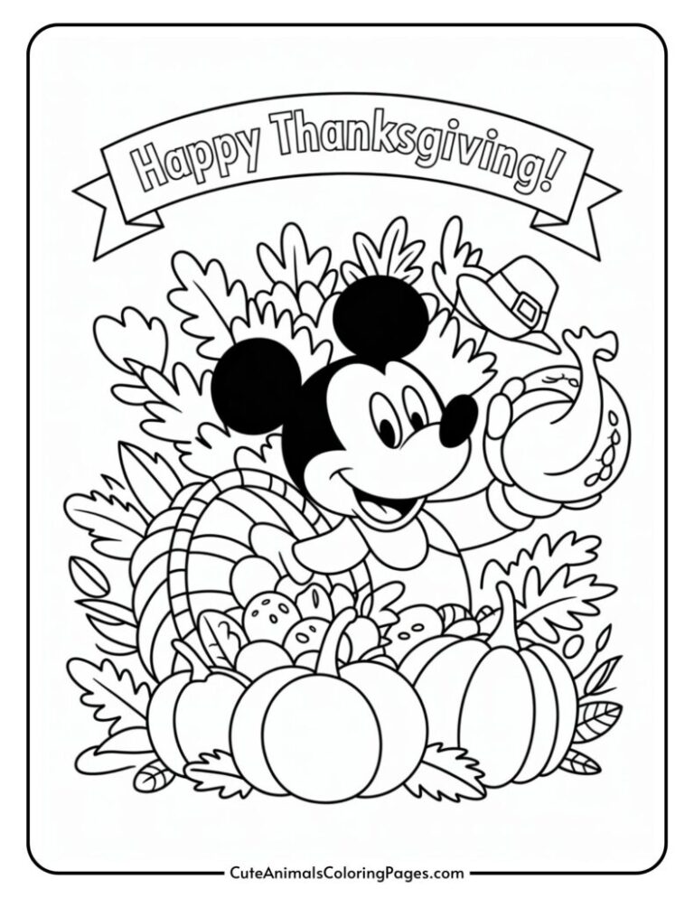 Mickey Mouse Thanksgiving Coloring Page 9 Coloring Sheets Cute Animals Coloring Pages