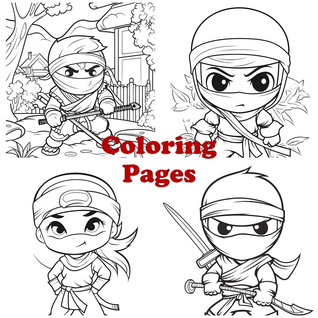 Ninja Coloring Pages Kids Activity PNG Etsy