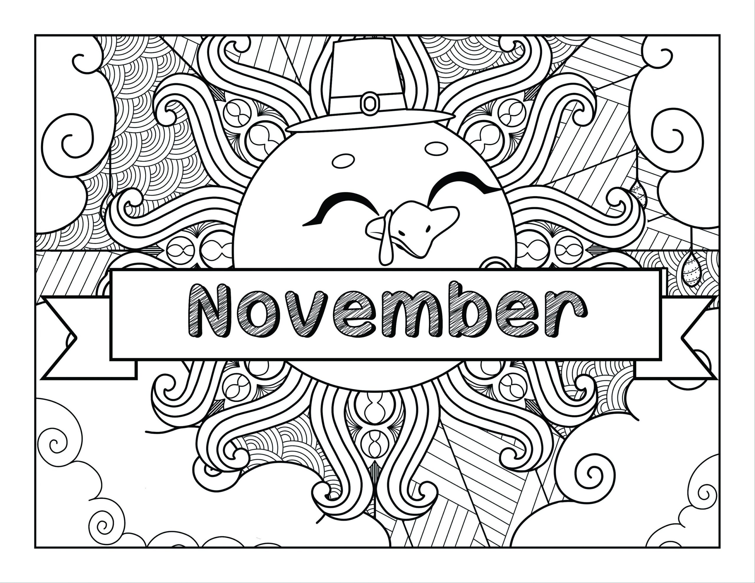 November Coloring Pages For Adults 2 Printable Coloring Pages Instant Download JPG Etsy
