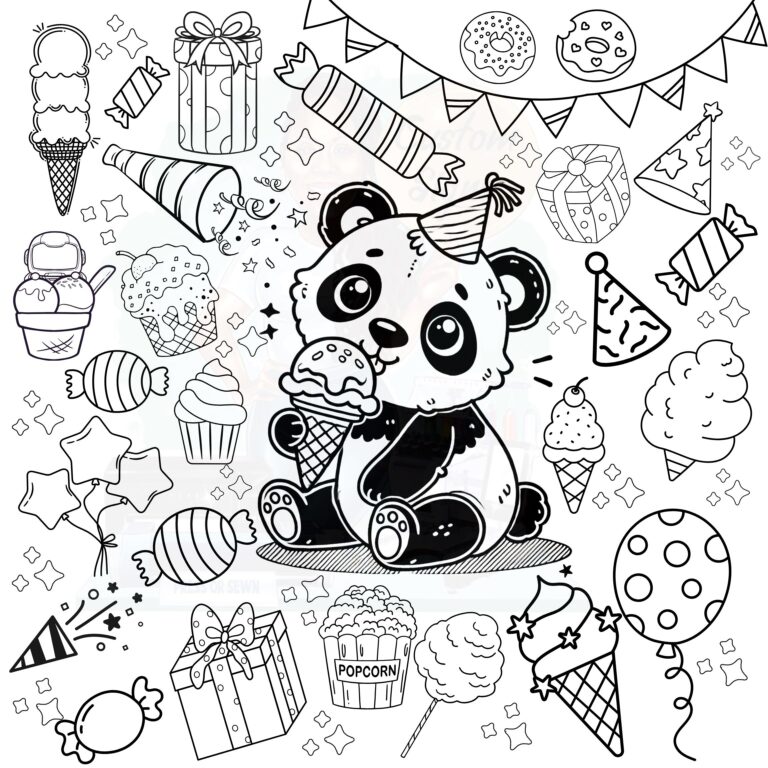 Panda Party Coloring Page Large 24x24 Printable Coloring Sheet For Adults And Kids Fun Birthday And Party themed Design Etsy