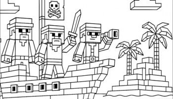 Pirate Ship Minecraft Coloring Pages