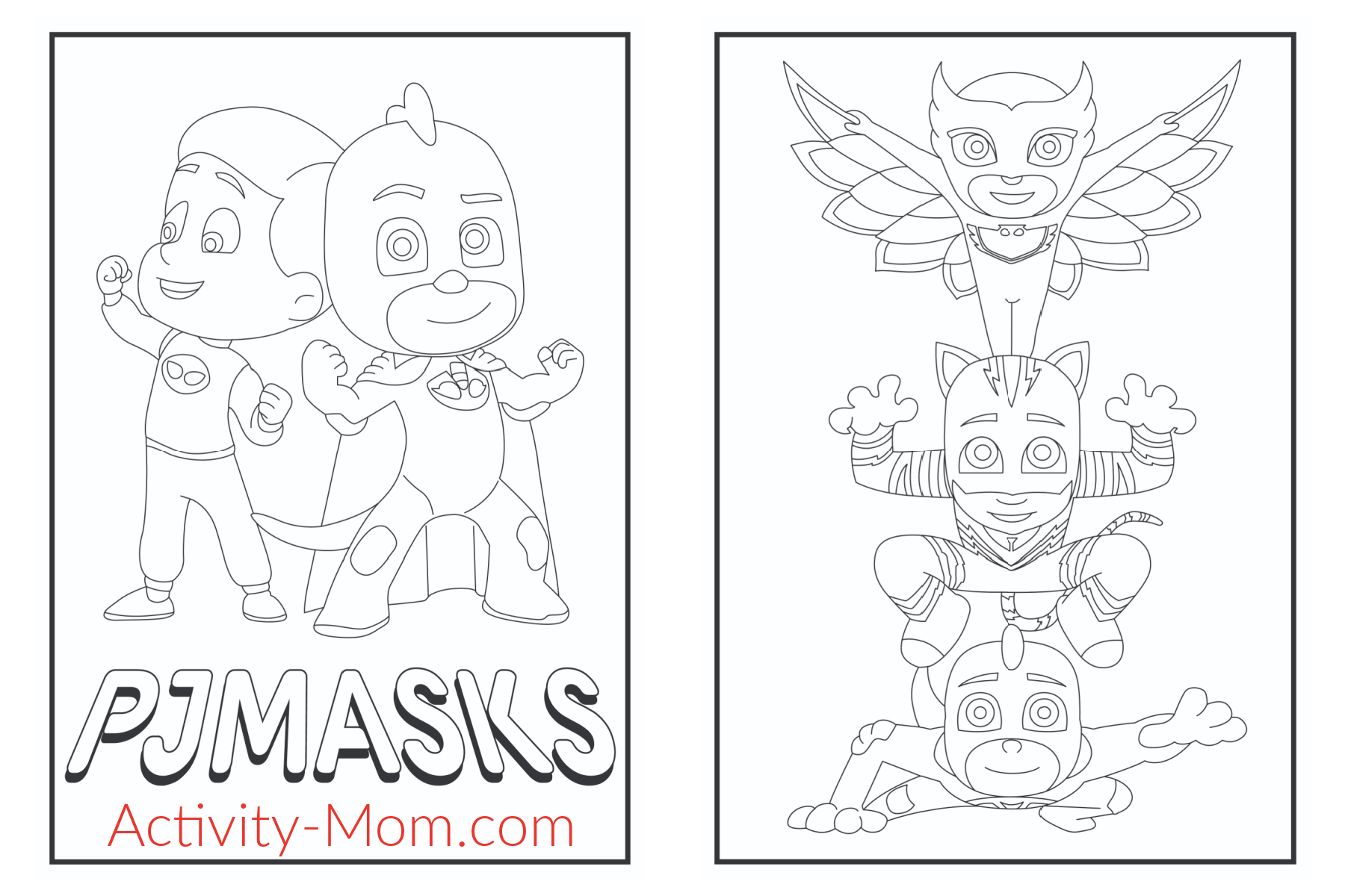 PJ Masks Coloring Pages For Kids free Printable The Activity Mom PJ Masks Coloring Pages For Kids free Printable The Activity Mom
