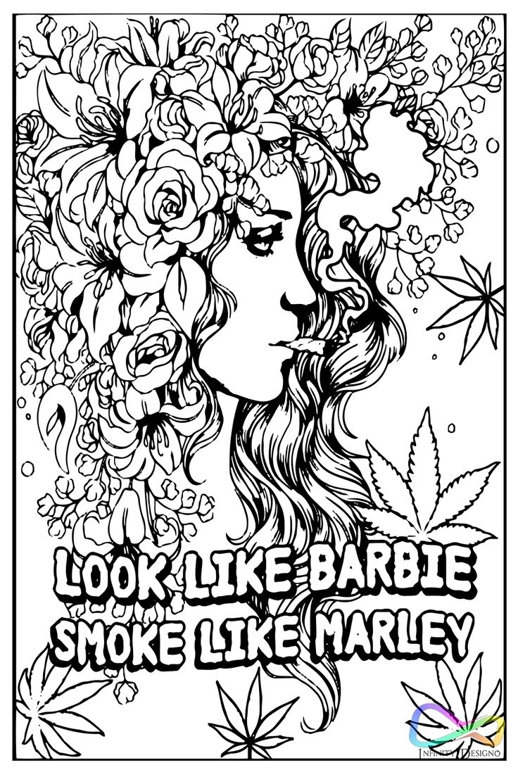Psychedelic Stoner Girl Coloring Pages