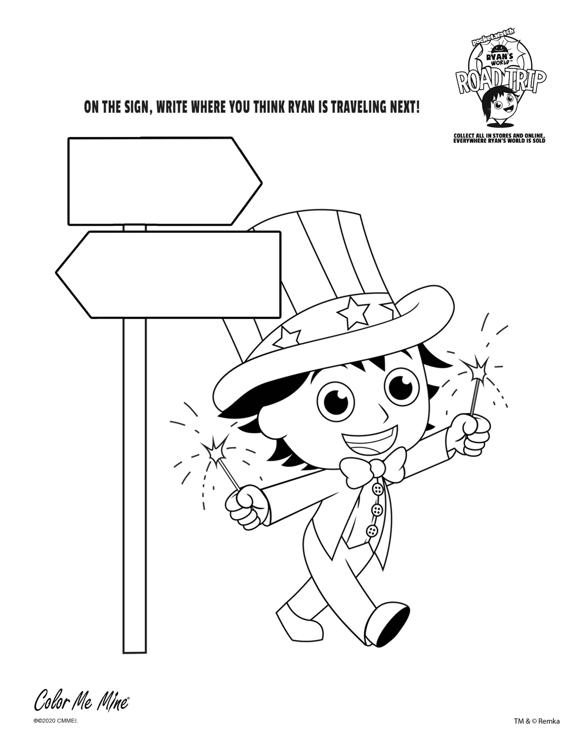 ryan's world characters coloring pages