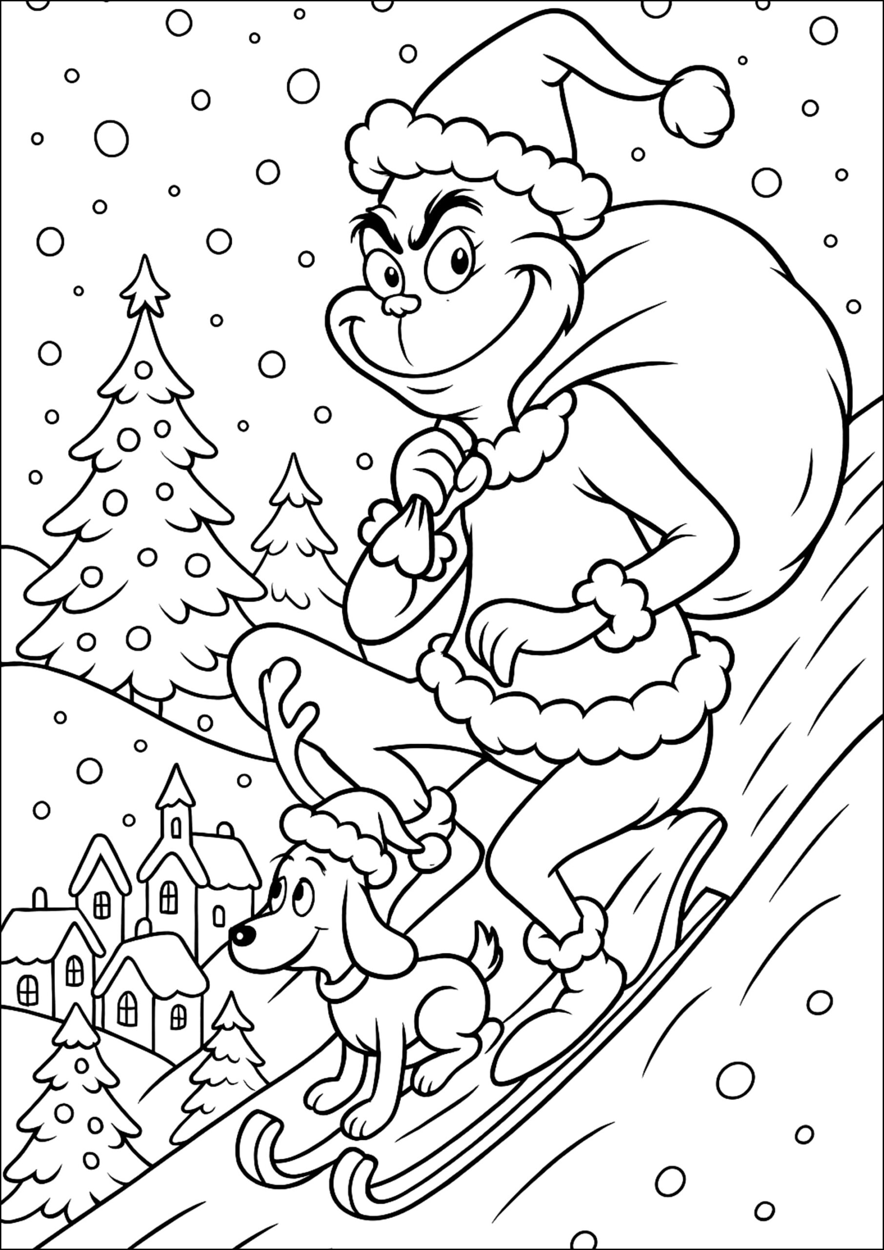 Sled The Grinch Coloring Pages
