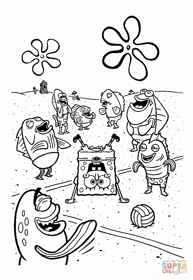 spongebob characters coloring page