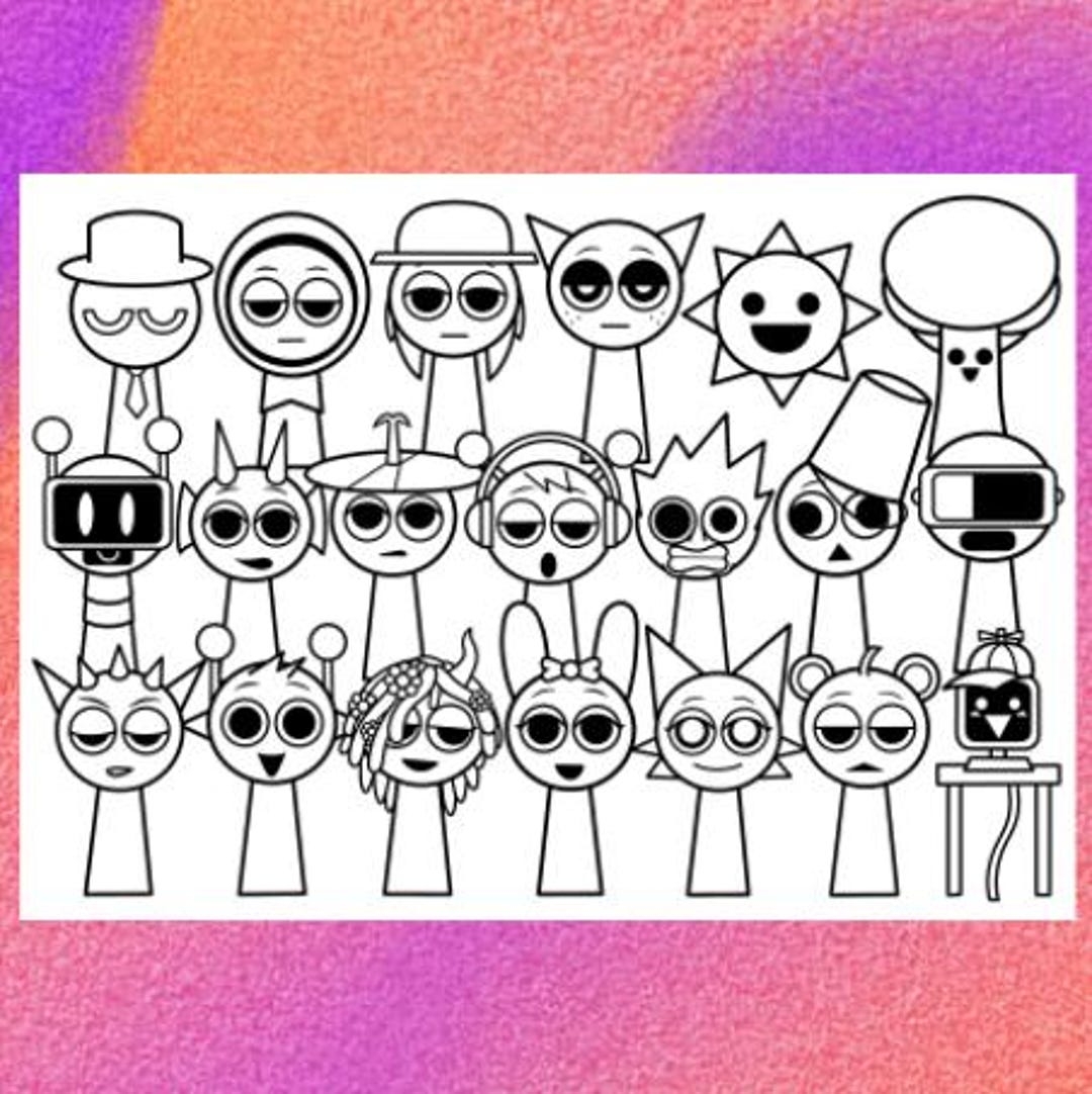 Sprunki Coloring Page 1 PNG And 1 PDF A4 Size Digital Download Etsy