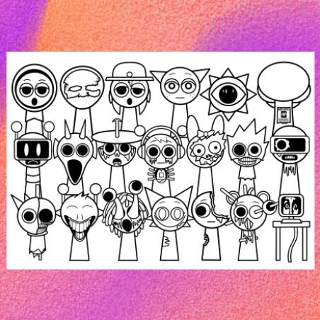 Sprunki Coloring Page 1 PNG And 1 PDF A4 Size Digital Download Etsy