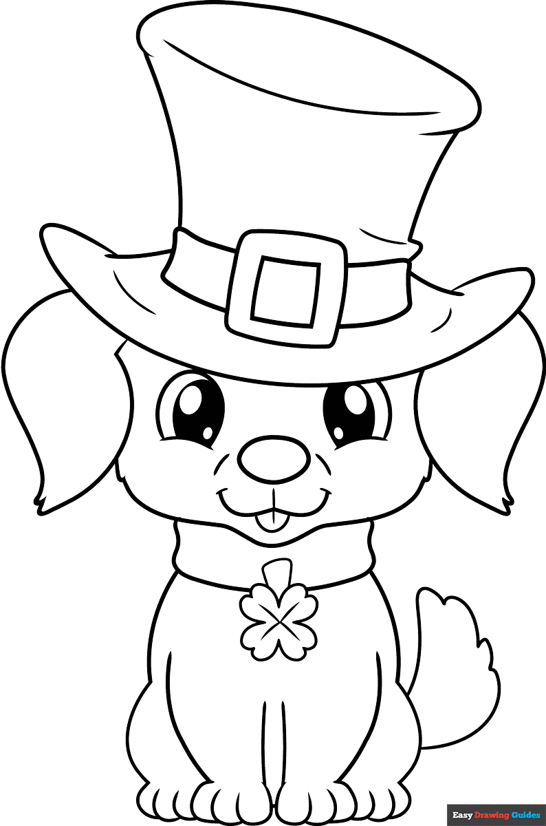 St Patrick s Day Puppy Coloring Page Easy Drawing Guides St Patrick s Day Puppy Coloring Page Easy Drawing Guides
