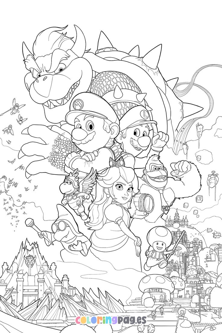 Super Mario Bros Movie Poster Coloring Page Super Mario Coloring Pages Mario Coloring Pages Coloring